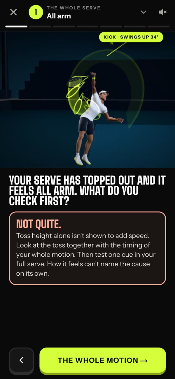 The stroke in 3D: a screen from The service motion