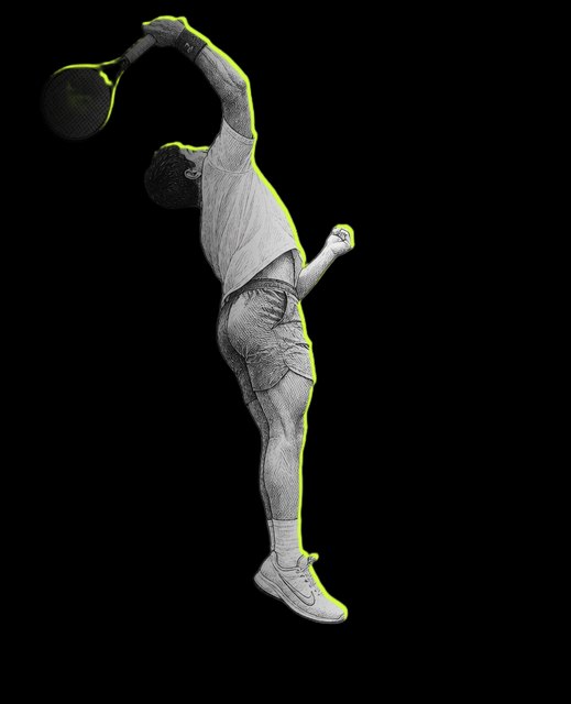 Carlos Alcaraz's serve, traced