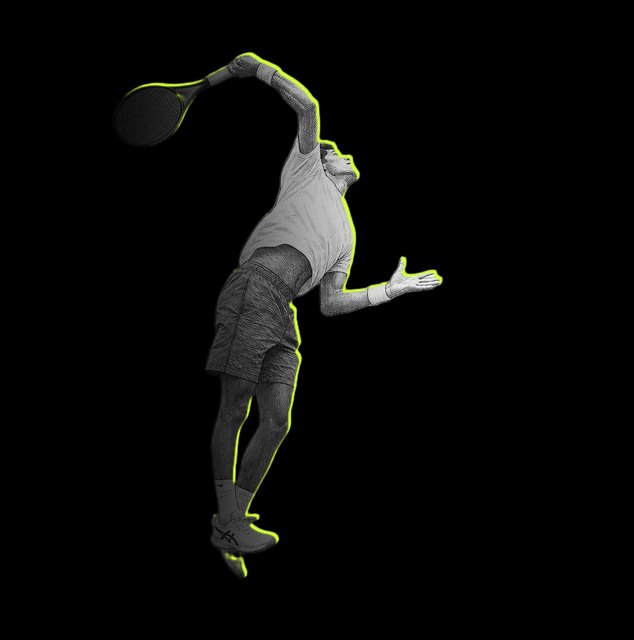 Novak Djokovic's serve, traced